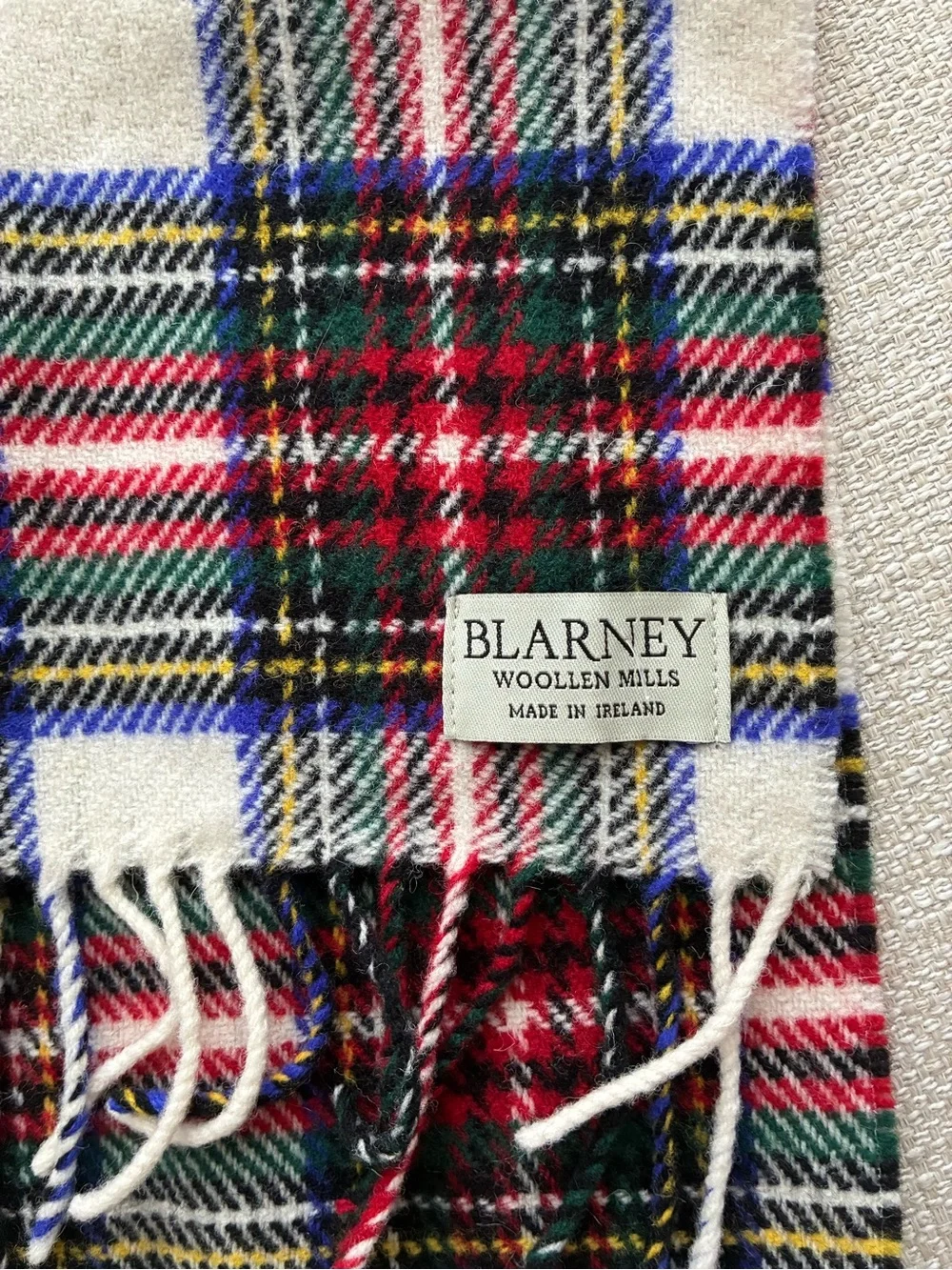 BLARNEY Woolen Mills Scarf Plaid Made in Ireland Wool